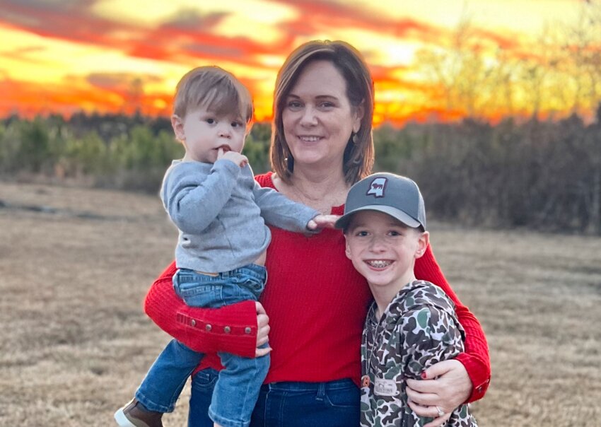 Shanna Lowrey with her grandchildren, Bear Lowrey and Scout Castle